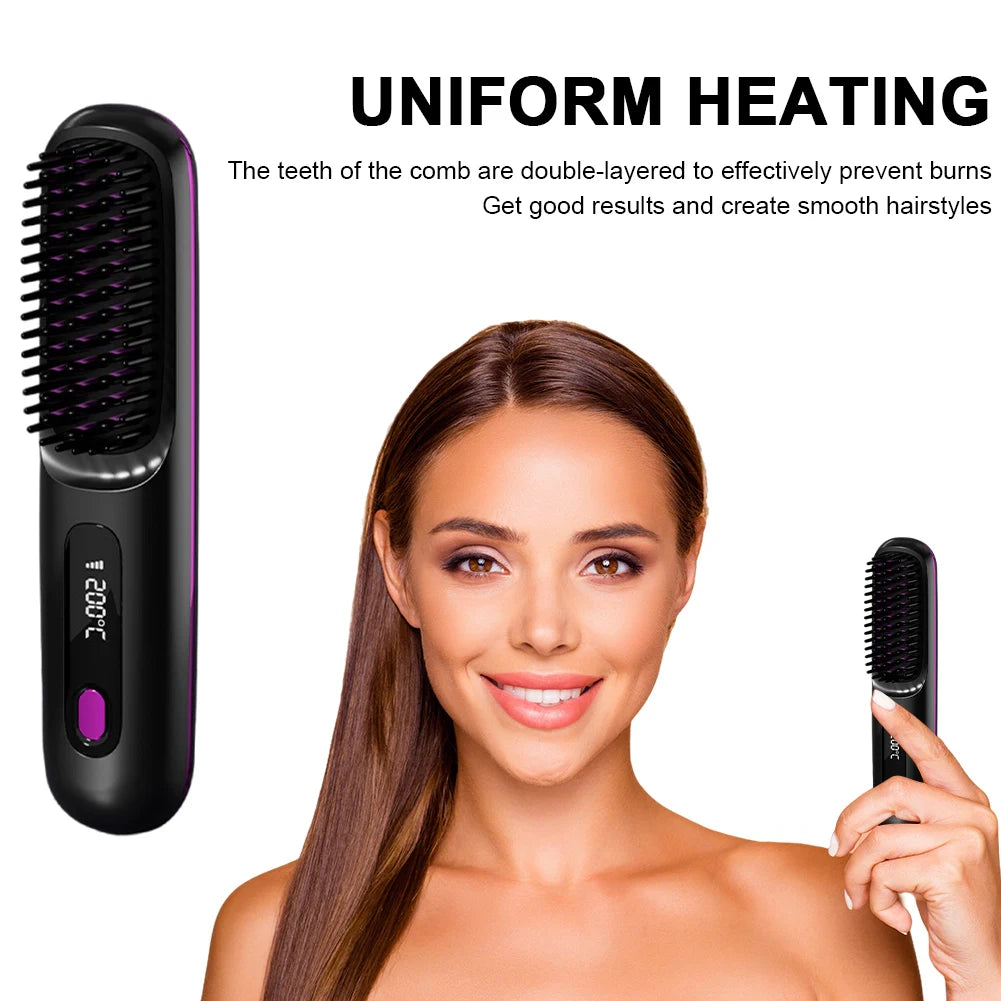 BaBeBlush™ Portable Cordless Straightener Brush